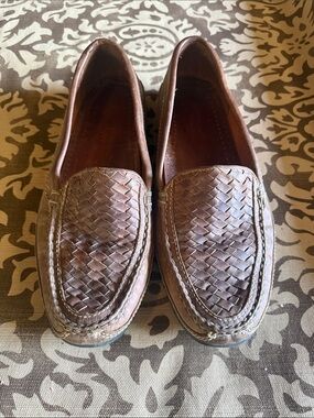 Johnson and Murphy Men's Brown Woven Leather Loafers - Classic Slip-On size 11